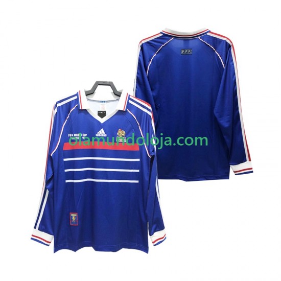 Camisola França Retro Homem Equipamento Primeiro 1998 Manga Comprida
